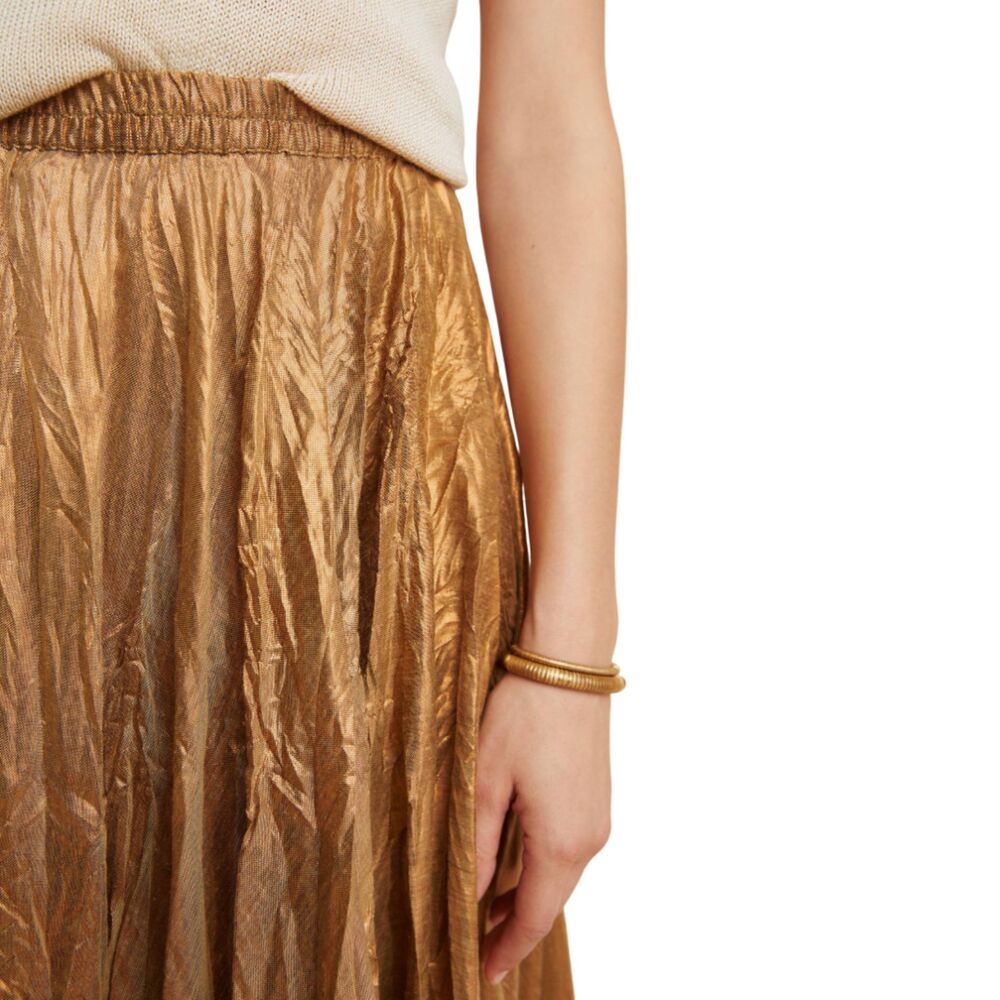 Mes Demoiselles x Anthropologie Harmonia Crinkled Gold Maxi Skirt NWOT Sz M - Picture 4 of 12